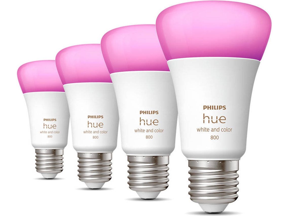 Kit 4 Lâmpadas Inteligentes PHILIPS HUE A60 (E27 - Branco e cor