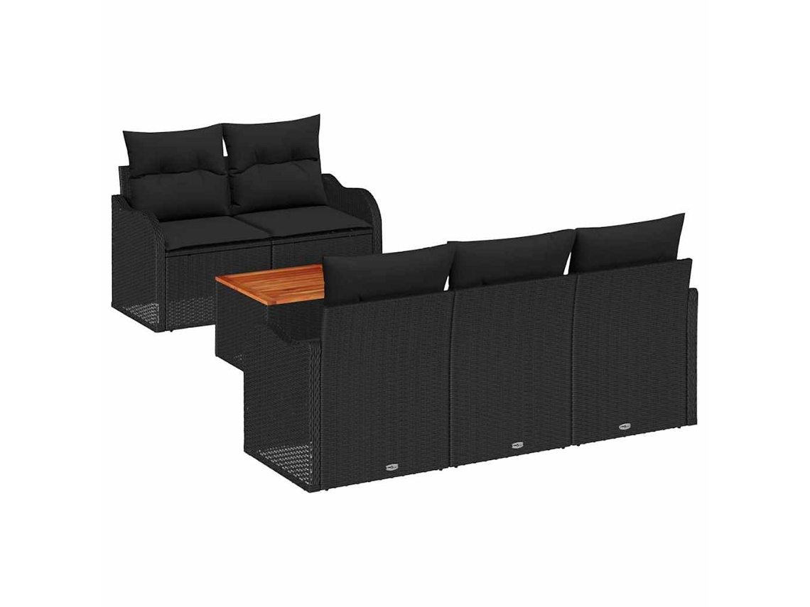 Maison Exclusive - Conjunto De Sofá De Jardim 6 Pcs Preto Vime Pe