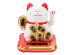 Gato Solar Saudador Adorável Decoração Casa Carro Branco