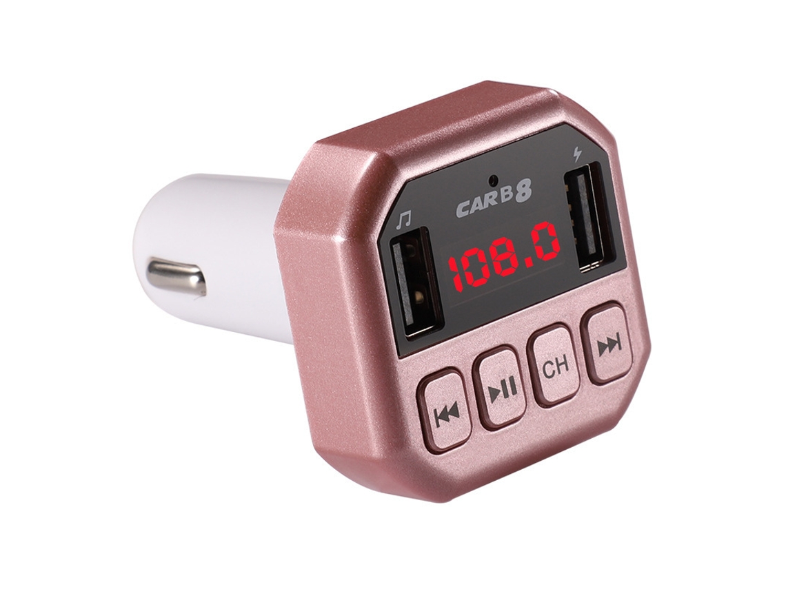Transmissor Fm YIZHOOD B8 Mp3 Bluetooth 5.0 Dual Usb Carregador de Carro U Disco / Cartão Tf Lossless Ouro Rosa