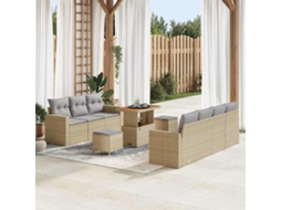 Vidaxl Conjunto De Sofá De Jardim 10 Unid. Bege Vime Pe