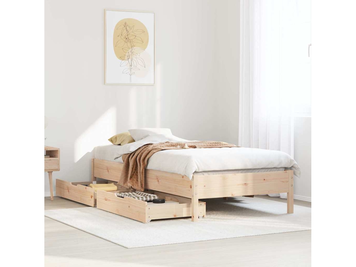 Vidaxl Cama Sem Colchão 75x190 Cm Madeira De Pinho Maciça