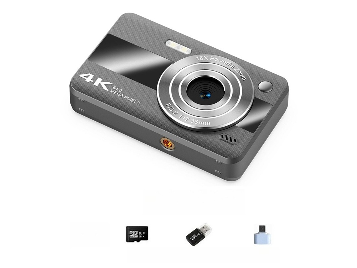 Câmara Digital Tela Ips Hd De 2,4 Polegadas, Zoom De 16x (cartão Cinza De 32 Gb) Cuich