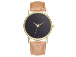 Reloj De Pulsera De Moda Con Dial Redondo Display Analógico Cuarzo (beige)