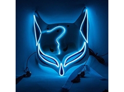 Máscara de raposa Kitsune Fashion com luzes de LED, máscara de baile de máscaras para festa de Halloween