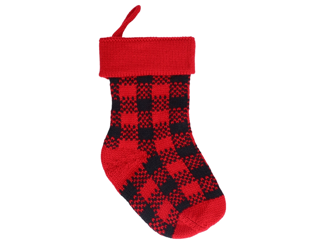 Meia de Natal Mini Tecidos Acrílico Decoração Árvore Vermelho Preto