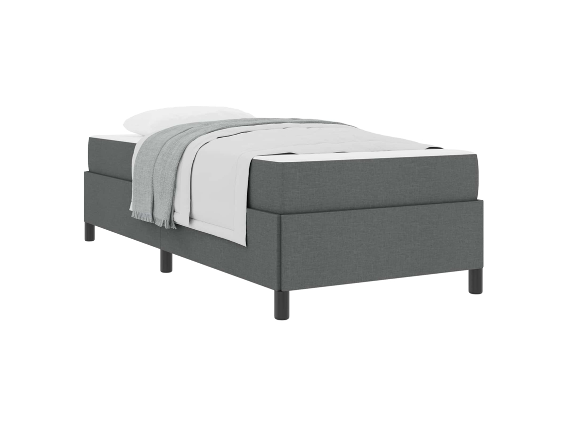 SYFAX™ Cama Box com Colchão Cinza Escuro 90 X 190 Cm Tecido
