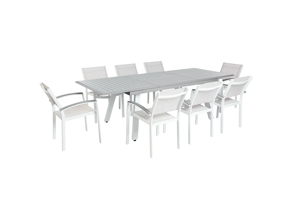 Conjunto De Refeição De Jardim Para 8 Pessoas Beliani Pereta De Alumínio Cinzento 220x90x74