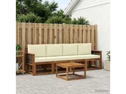 Vidaxl Conjunto De Sofás Para Exterior 4 Pcs Natural E Creme