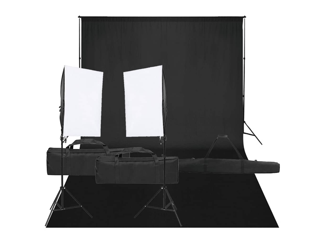 Vidaxl Kit De Estúdio Fotográfico Com Conjunto De Iluminação E Fundo
