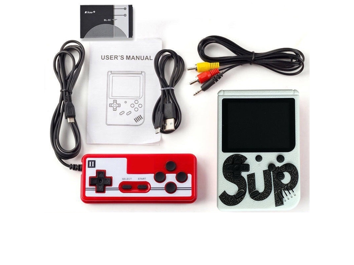 Mini console portátil retrô e nostálgico para jogos, 400 em 1sup Doubles Branco YUNZII