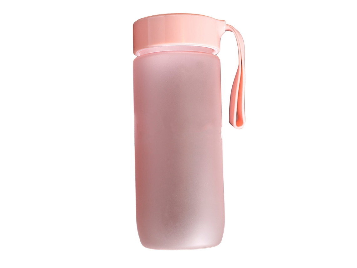 Garrafa de Água Plástica 600ml Rosa Reutilizável