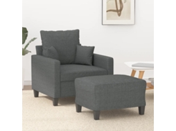 Vidaxl Poltrona Com Apoio De Pés 60 Cm Tecido Cinzento-escuro