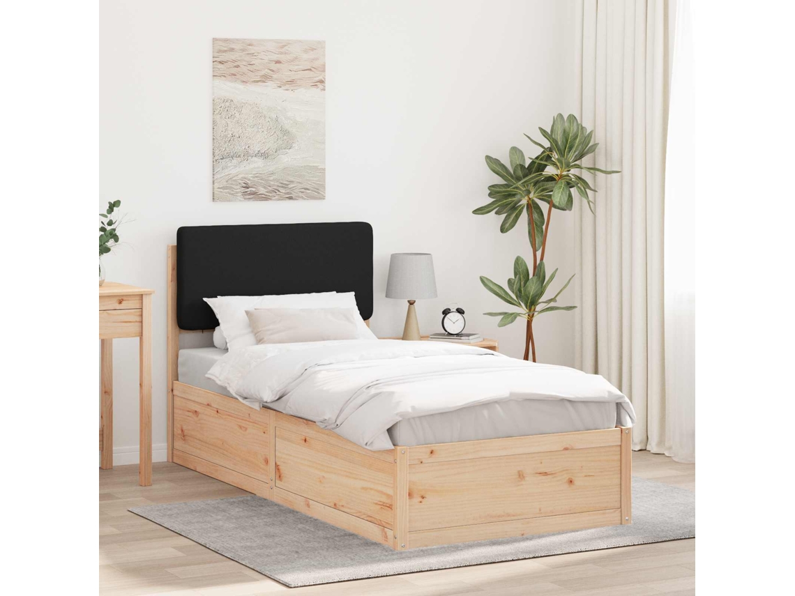 Vidaxl Estrutura De Cama Com Cabeceira Estofada Preto 90 X 200 Cm