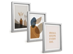 Pinturas Murais Modernasformas Abstratas, Conjunto Moldura Prateada Fotos Para O Corredor Espelharte (3 Peças 20x30 Cm)