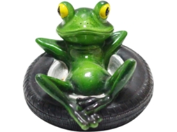 Estátua de Jardim Decoração de Sapo Flutuante Estatueta de Sapo Reclinado Sobre Pneu Figura Decorativa para Jardim, CHABERLU