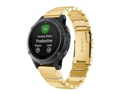 Pulseira De Aço Liberação Rápida, Compatível Com Garmin Fenix 5x 26 Mm, Dourada, Acabamento Moderno