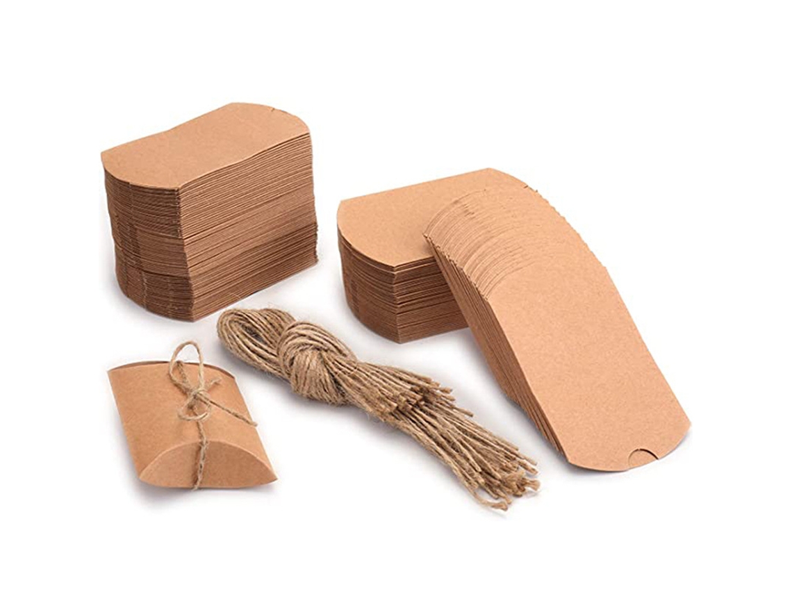 50 Caixas De Doces De Papel Kraft, Caixa De Presente Dobrável Com Juta, Zqkla Aquaforge