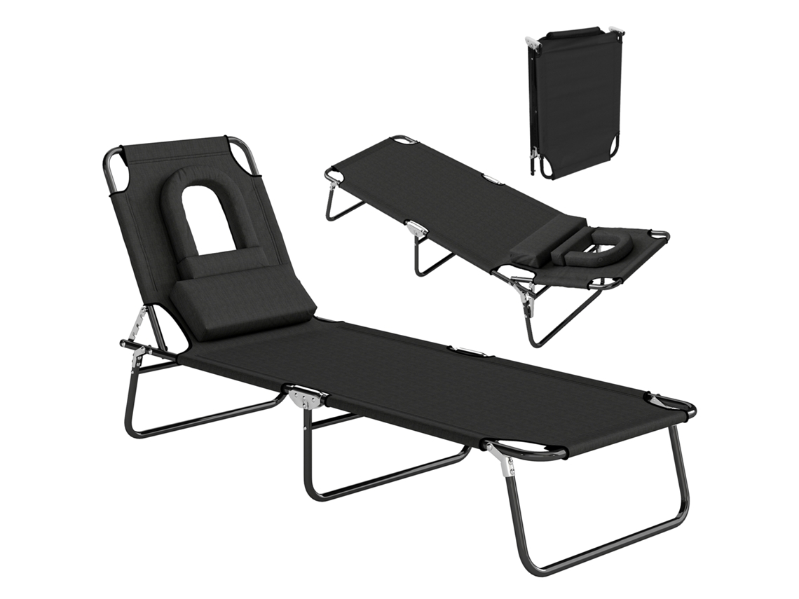 Bain de Soleil Flexível Transat Inclinável 4 Posições ESSÊNCIACASA (preto)