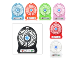 Ventilador Mini de Mesa Usb Recarregável com Luz Led 3 Modos de Velocidade Azul | S/MARCA