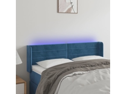 Cabeceira Cama C/ Luzes Led Veludo 147x16x78/88 Cm Azul-escuro