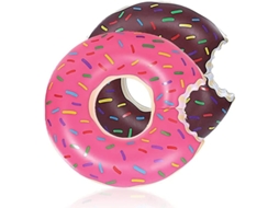 2 Pack Flutuador De Piscina Donut Inflável Aro Para Piscina E Praia Rosa E Café 60cm