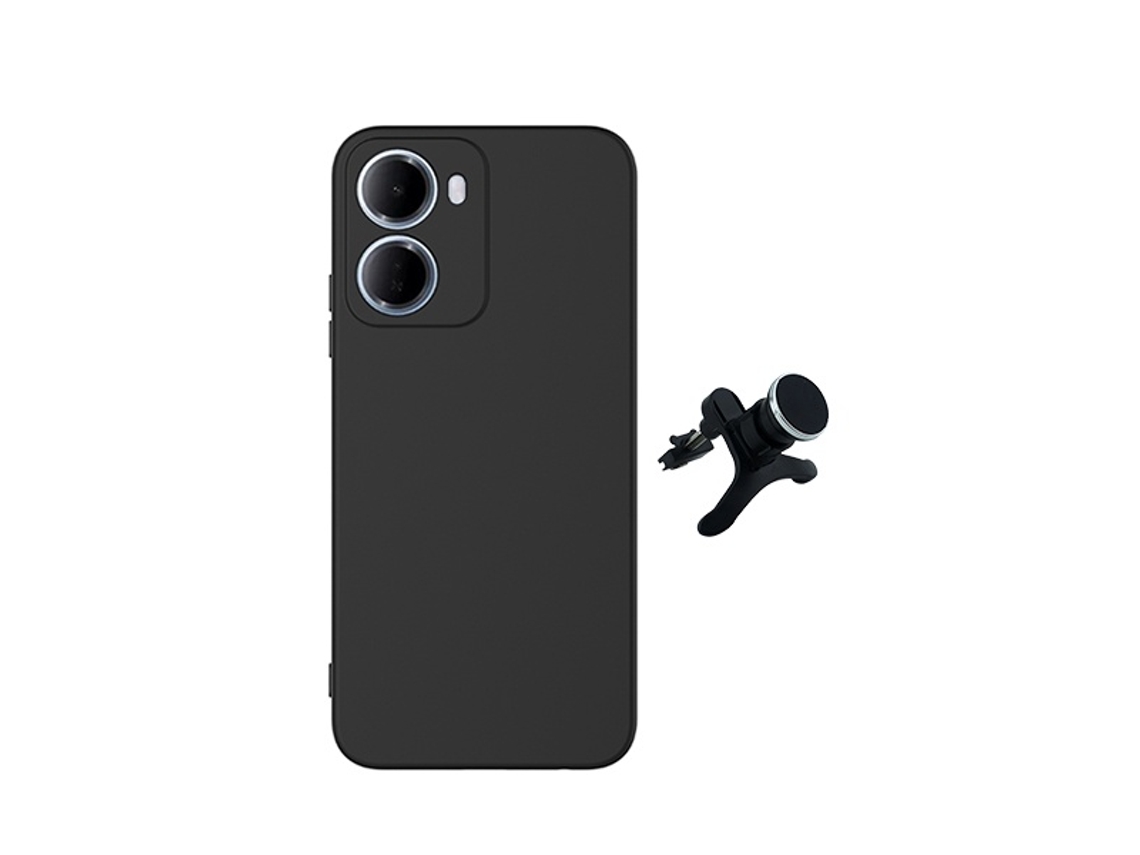 Kit Suporte Magnético Com Pernas Capa Proteção Silicone Gift4me Para Xiaomi Redmi 15a 5g - Preto