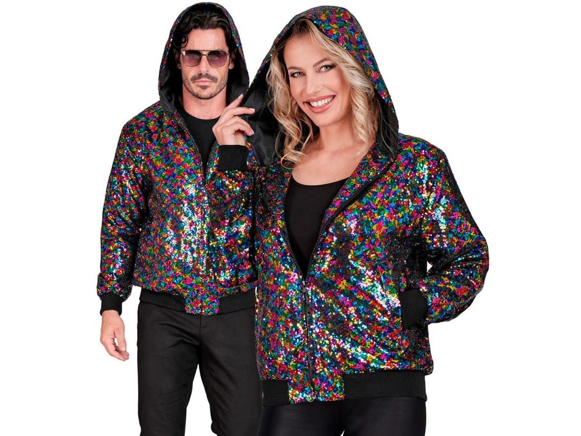 Casaco bomber multicolorido com capuz para adulto
