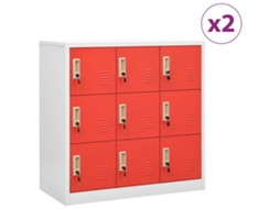 Vidaxl Cacifos 2 Pcs 90x45x92,5 Cm Aço Cinzento-claro E Vermelho