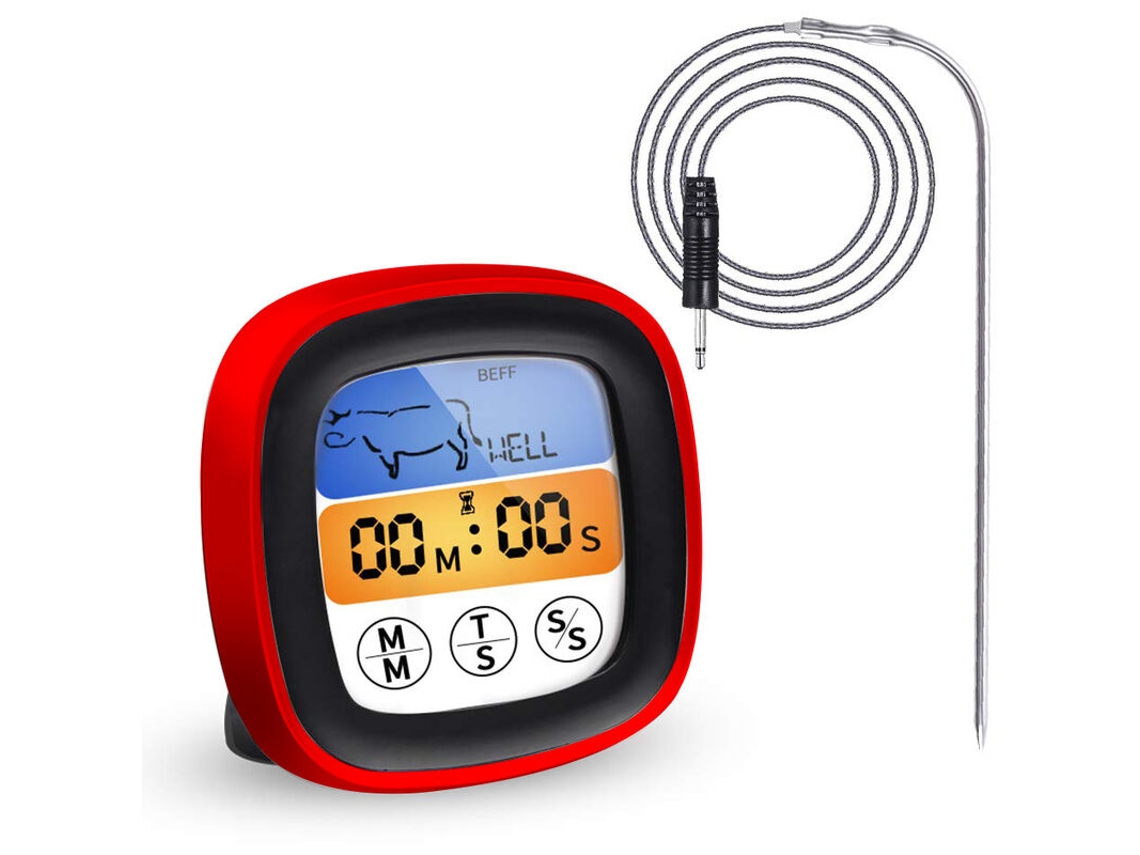 Termômetro De Carne Com Sonda Ultralonga E Leitura Instantânea Para Cozinhar, Ideal Grelhar, Churrasco, Bife, Doces Leite (vermelh Aquaforge