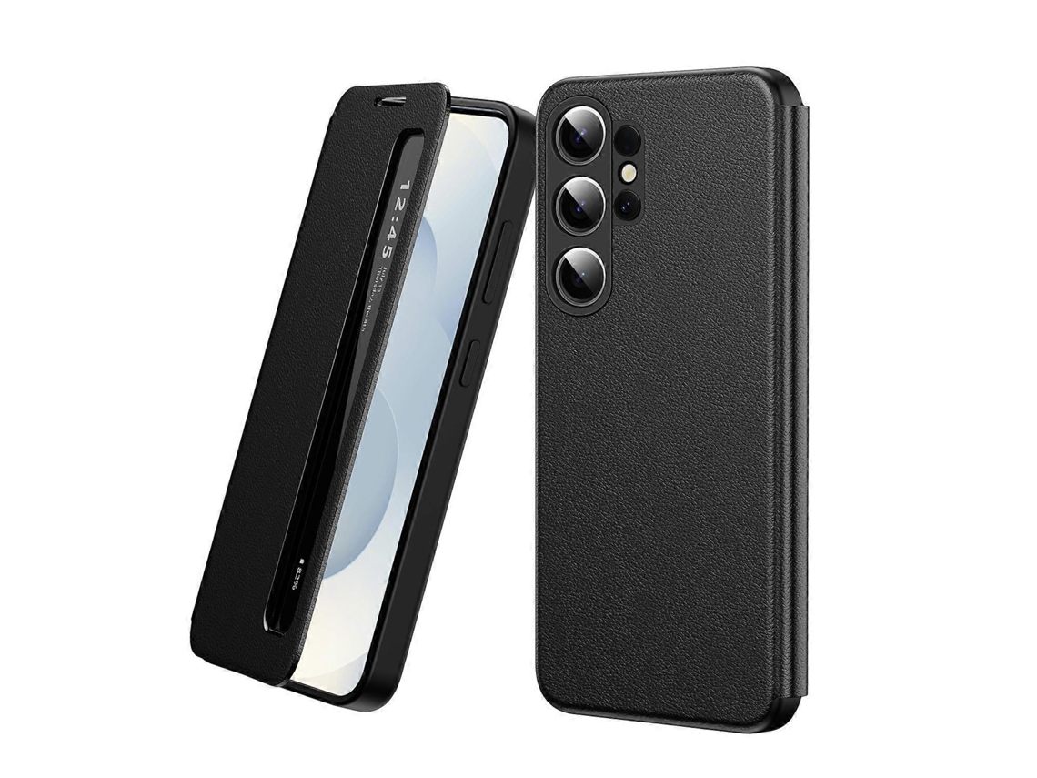 Capa De Couro Com Janela Smart View Para Samsung Galaxy S23 5g