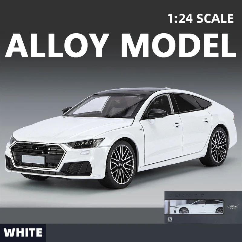 (branco) Modelo De Veículo A7 Em Escala 1:24 Com Efeitos De Som E Luz.