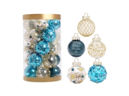Laxiscreed Conjunto De 25 Bolas De Natal Pintadas Com Lanyard Azul Para Decoração Festiva