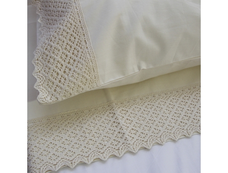 Jogo de Cama com Renda 1799 Bege 3Pcs 240x270cm — 100% Algodão