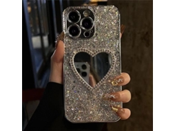 Capa Para Iphone 17 Pro Max Com Espelho De Lantejoulas E Glitter Eletrodepositado Para Maquiagem.