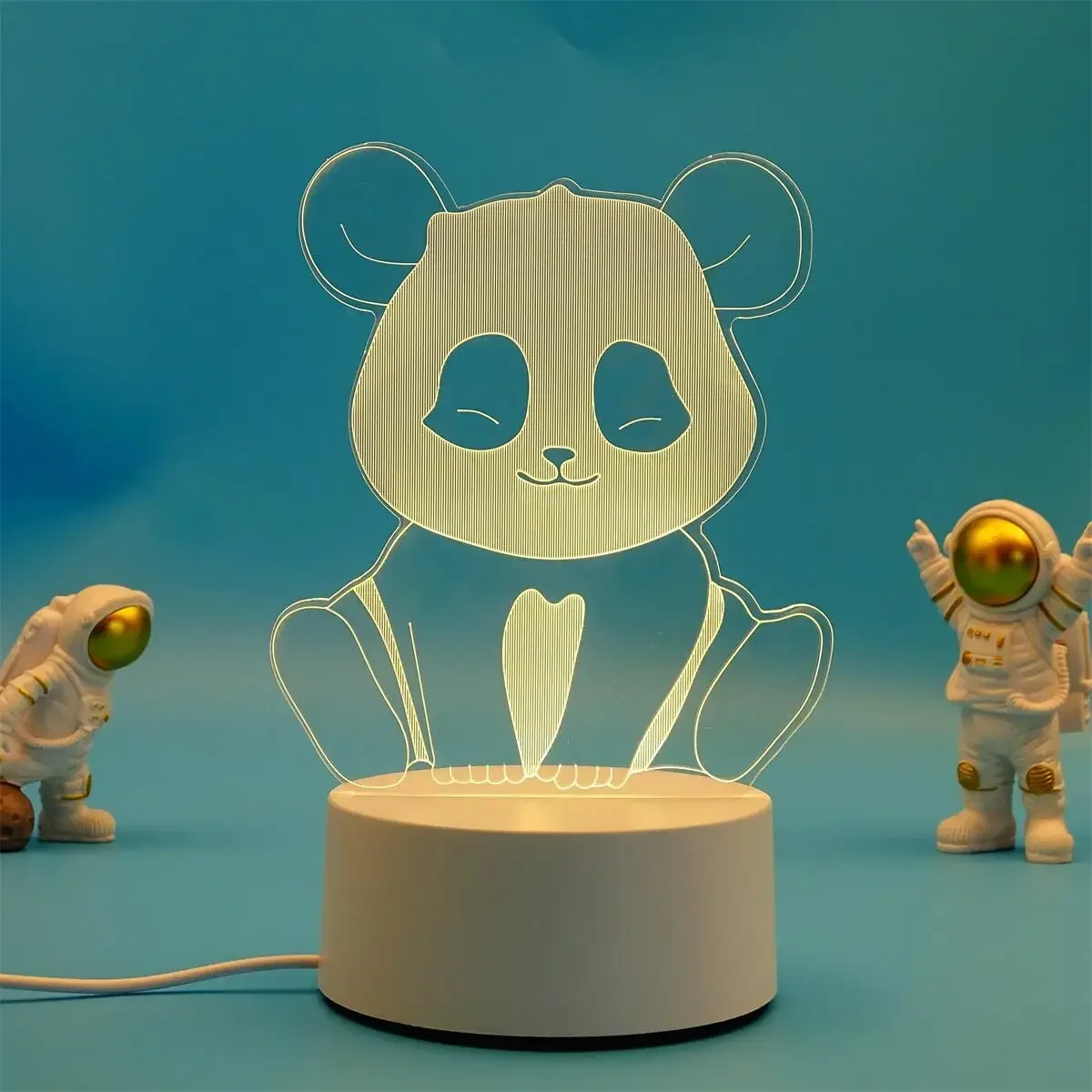 Luminária Noturna Led Usb 3d em Acrílico, Decoração para Quarto MDUG (luz Quente)
