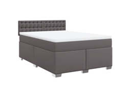 Cama com Molas Couro Artificial Cinzento MAISON EXCLUSIVE 140x200 cm