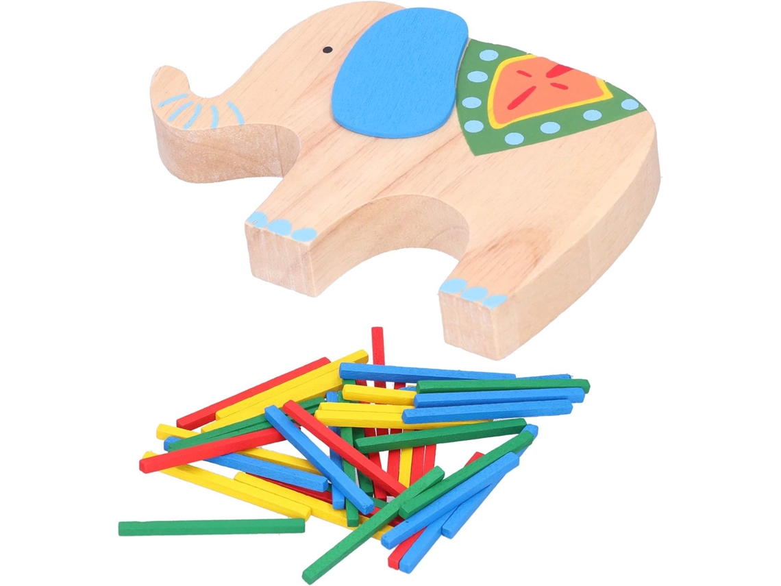 Brinquedo Educativo Empilhável em Formato de Elefante, Blocos de Madeira Coloridos para Desenvolvimento Cognitivo. SFUSHOS