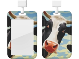 Porta Crachá Com Estampa Vaca, Protetor Vertical Crachá Com Cordão, Capa Plástica Impermeável Crachá, Estojo