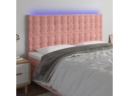 Vidaxl Cabeceira De Cama C/ Luzes Led Veludo 180x5x118/128 Cm Rosa