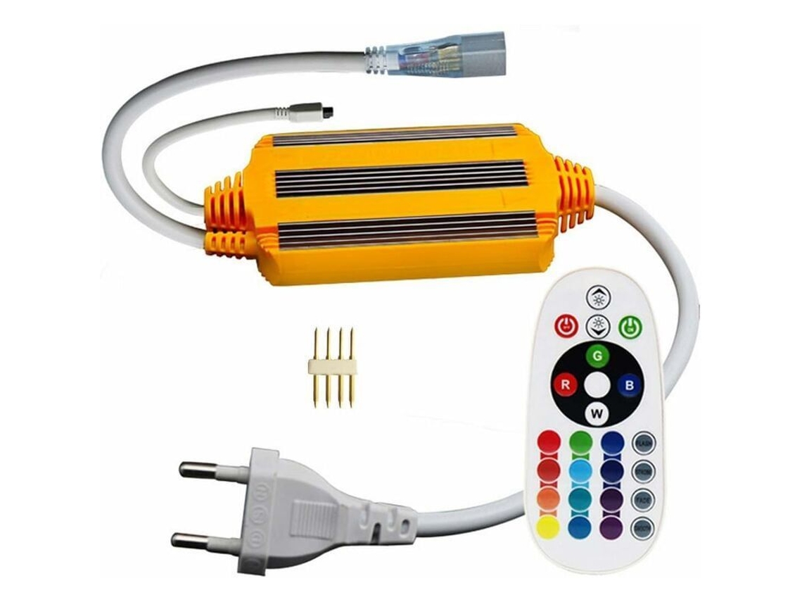 Transformador De Alimentação 220v Para Fita Led Rgb 5050, À Prova D'água Ip68, Controle Remoto Ir 24 Botões