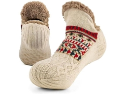 2026 calcetines de Pantufa Unisex Con Suela Antideslizante Forro de Felpa Abrillantador Ideal para Invierno Regalo de Navidad Talla L 43 45
