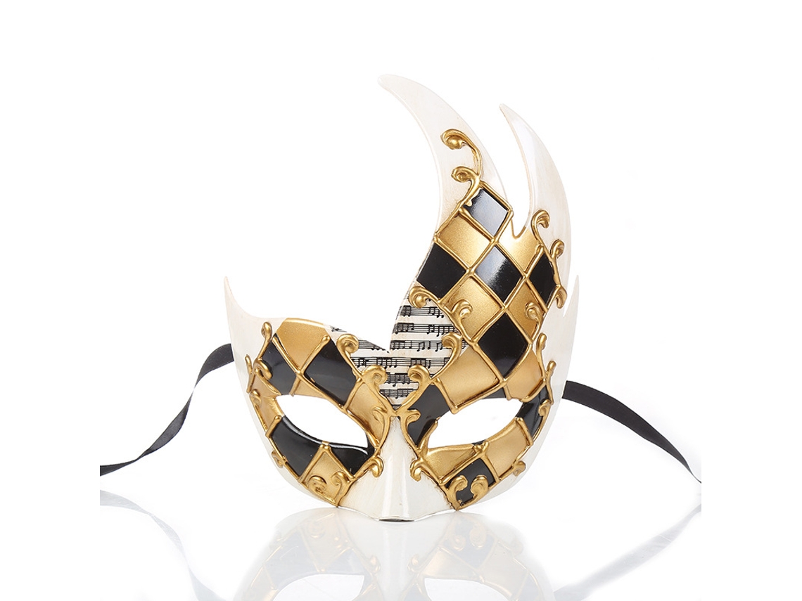 Máscara De Baile De Máscaras Masculina (dourada/preta), Xadrez Veneziano Vintage M