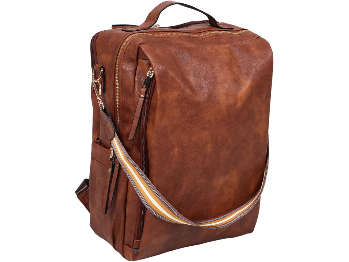 Mochila Para Laptop Feminina, Bolsa De Viagem Para Laptop, Mochila Em Couro Pu, Preta Gokoco