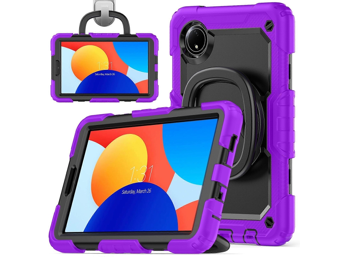 Capa Hengrongshen para Xiaomi Redmi Pad Se 4g 8,7 polegadas, capa de silicone com suporte e alça de ombro, roxa