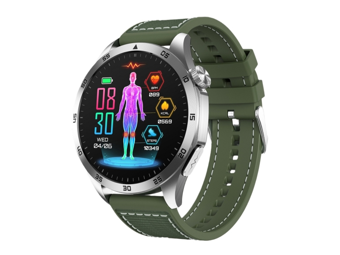 (roxo) Pulseira inteligente com pulseira de tecido colorido e nylon de 1,43 polegadas, compatível com chamadas Bluetooth e ECG.