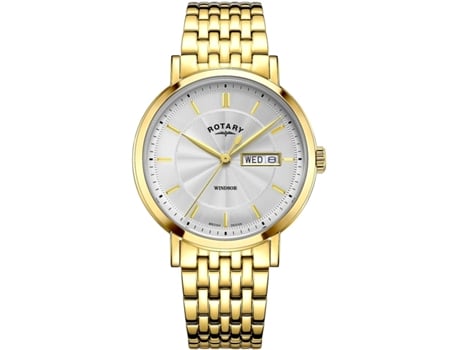 Relógio masculino ouro aço inoxidável Windsor Gb05423/02 ROTARY