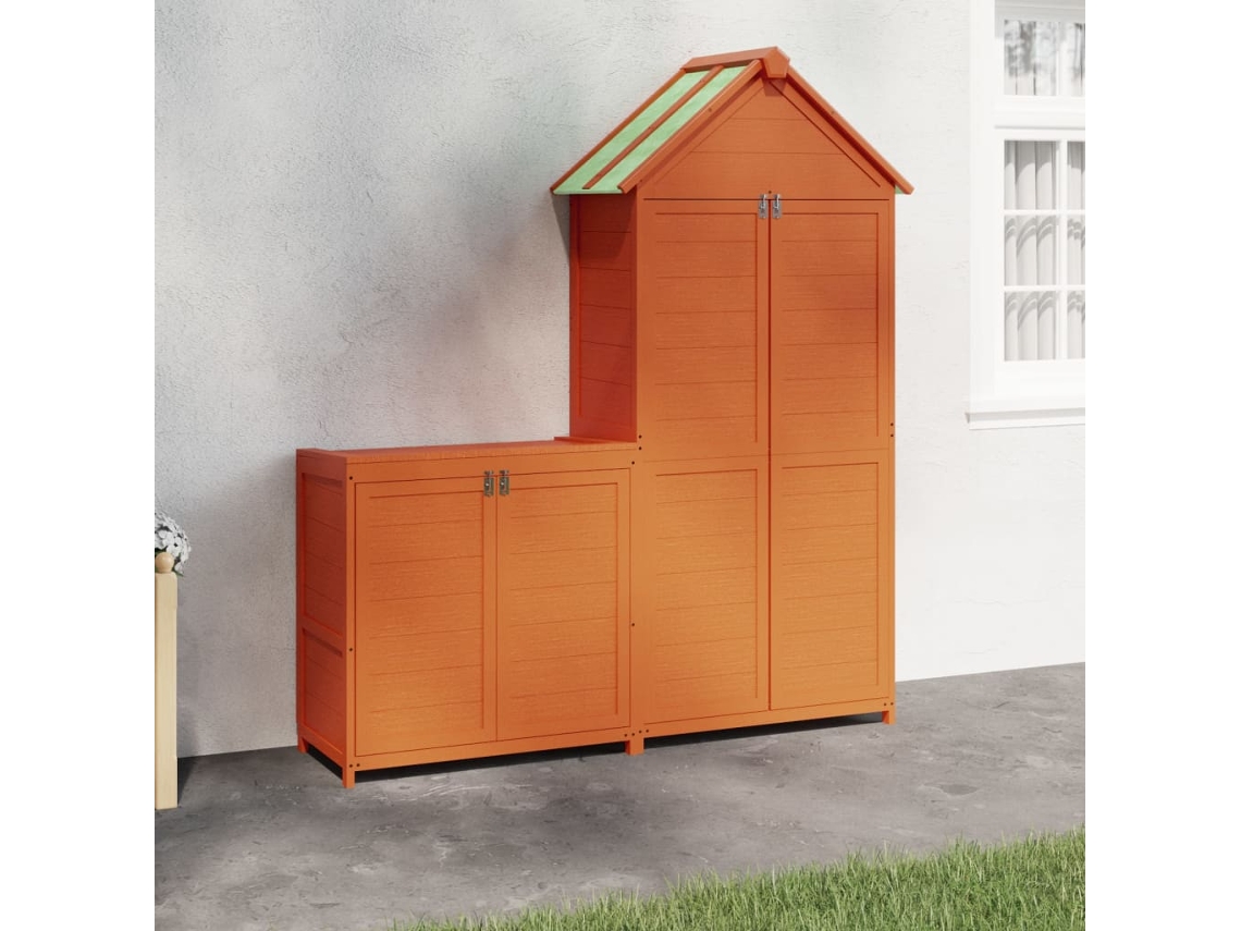 Vidaxl 2 Pcs Conj. Abrigos P/ Ferramentas Jardim Pinho Maciço Castanho