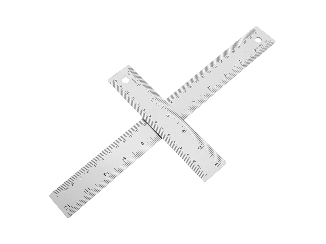Lurelia Régua Metálica 4 Peças Com Base De Cortiça E Portátil Para Geometria E Matemática