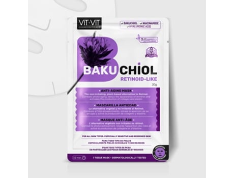 Mascarilla Tisú Bakuchiol Mascarilla Antiedad para Pieles Sensibles Vegano Antiarrugas Activa El Colágeno Y Elastina VIT VIT COSMETICS